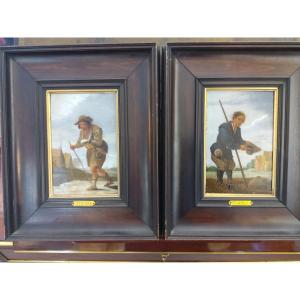 Pair Of 17th-century Panels From The Circle Of David Teniers The Younger
